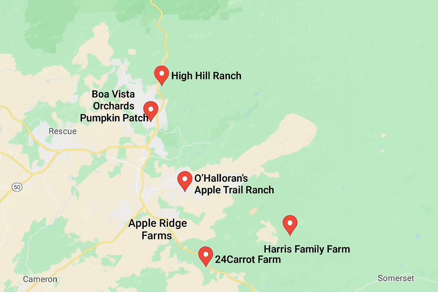 Apple Hill Fall Foliage Scenery