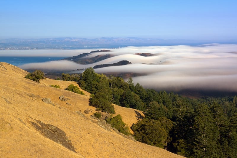 Cloud inversion viewed from Mount Tamalpais, with San Francisco disappearing into a sea of fog in the distance