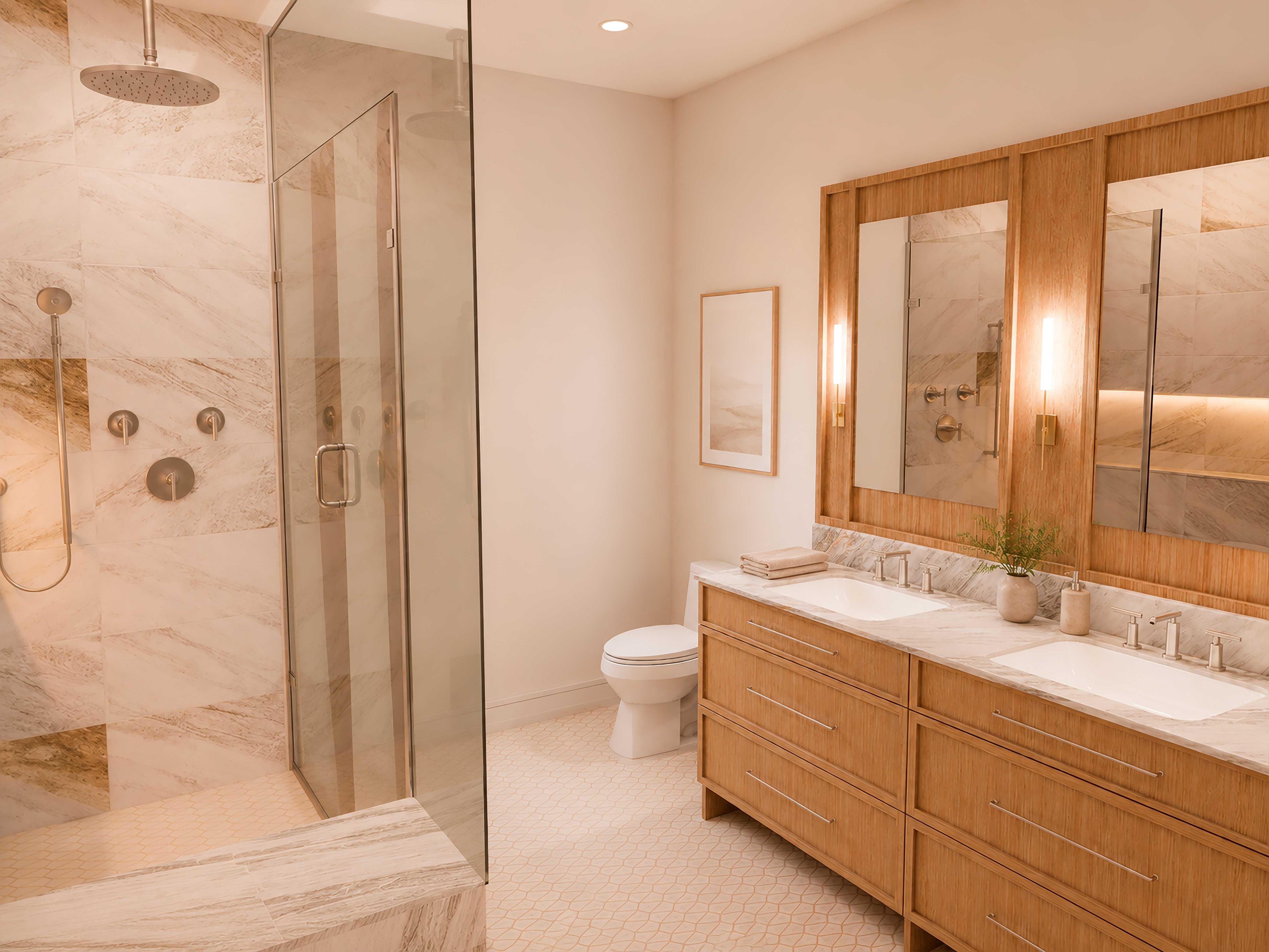 Primary en suite bathroom at Cedar Commons