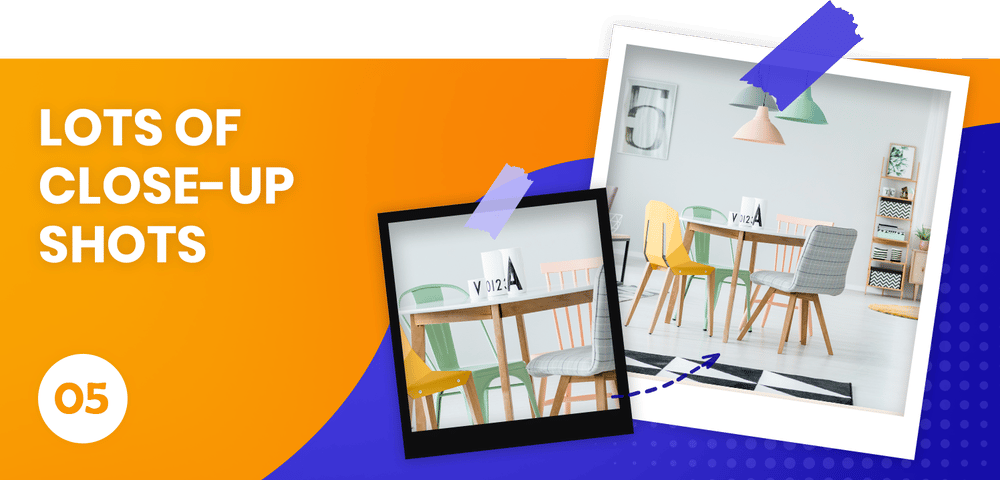 Lots of Close-Up Shots, item 05: overlapping dining room photos illustrate a close-up listing photo mistake.