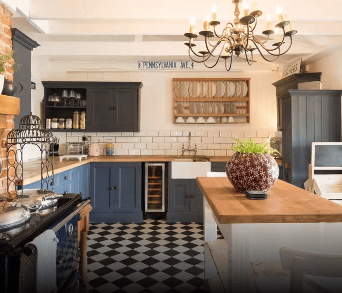 How to Design Around a Checkerboard Kitchen Floor