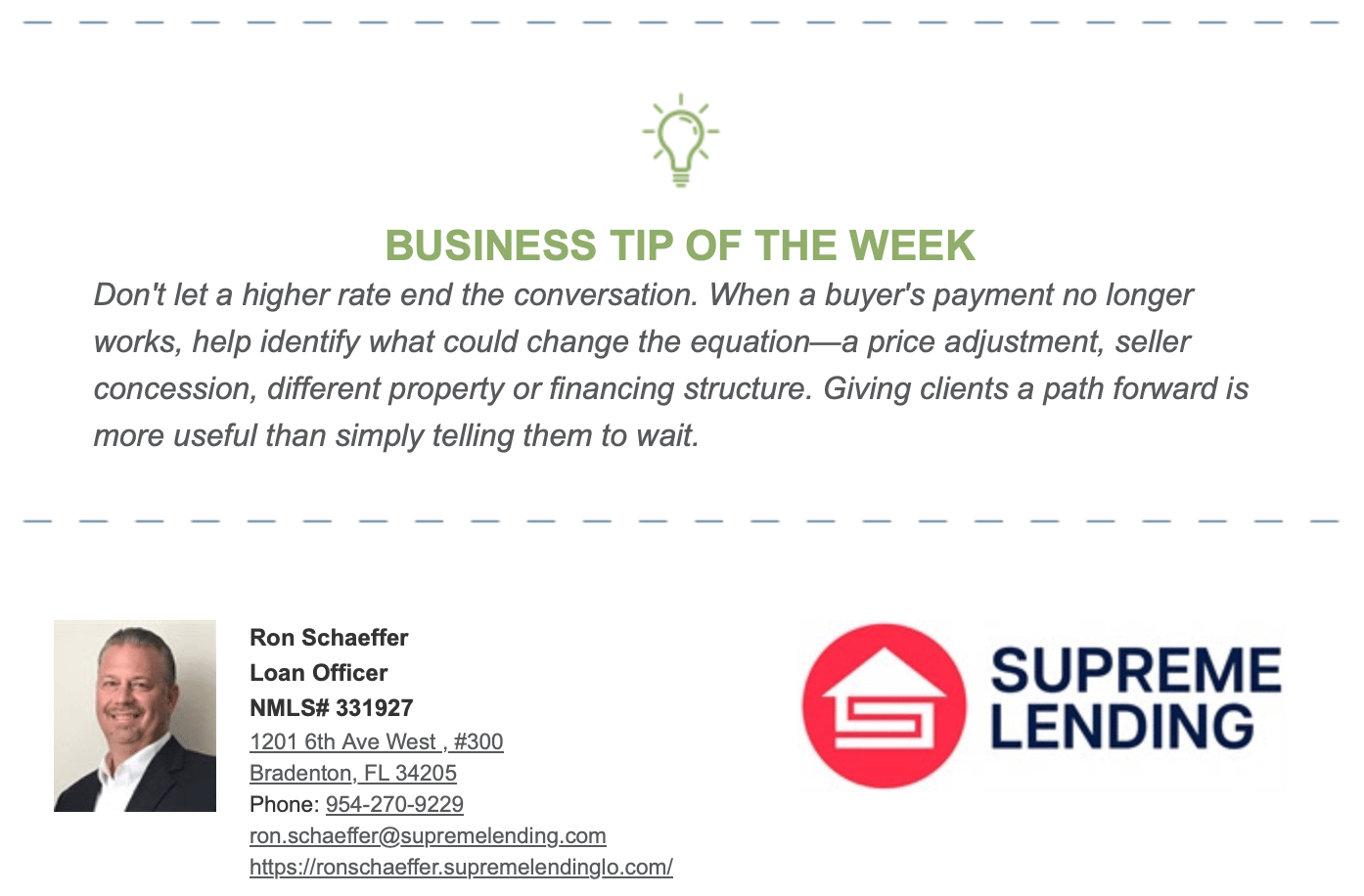 Business tip on helping buyers find alternatives when higher rates make their payments unaffordable.