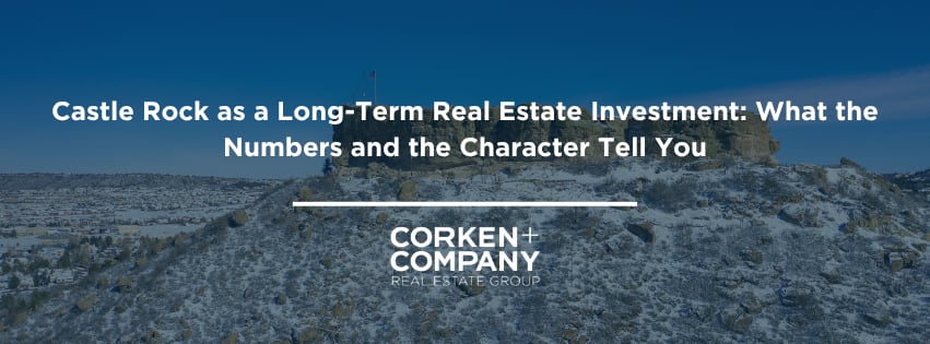 Castle Rock investment article graphic with a snowy aerial landscape and Corken + Company branding.