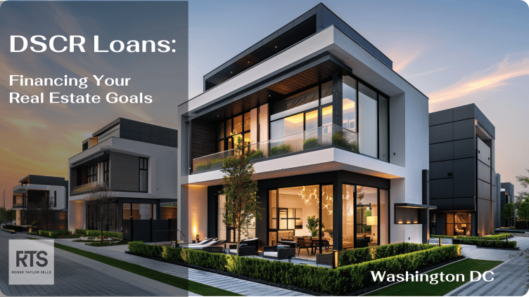 Modern luxury homes at sunset in Washington, DC, with a focus on DSCR loans for financing income-generating real estate investments.