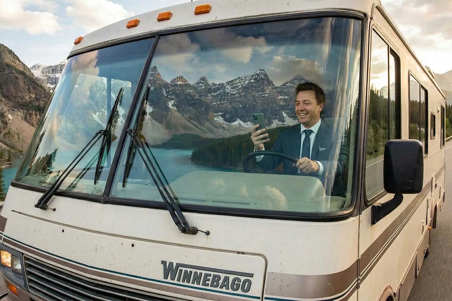 do not look at your phone while driving a 33-foot vehicle.