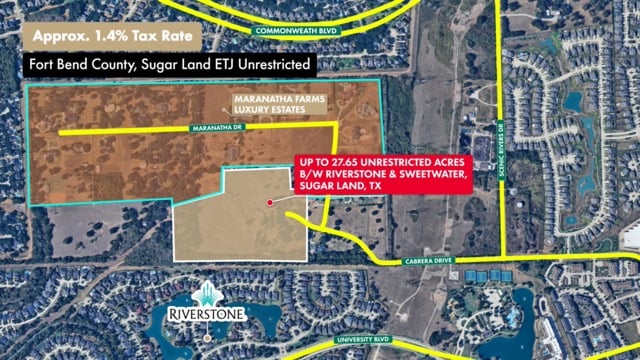 Private Listing: 27.65 Acres in Sugar Land b/w Riverstone & Sweetwater