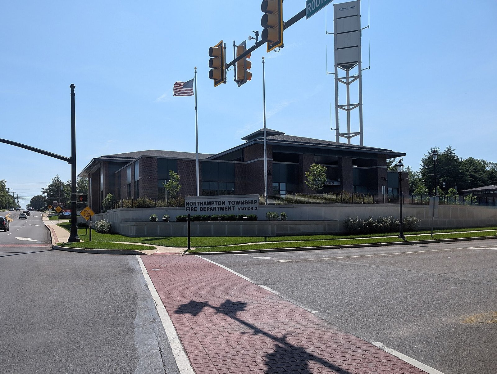 Northampton Township Fire Department station under a clear blue sky in Richboro, PA