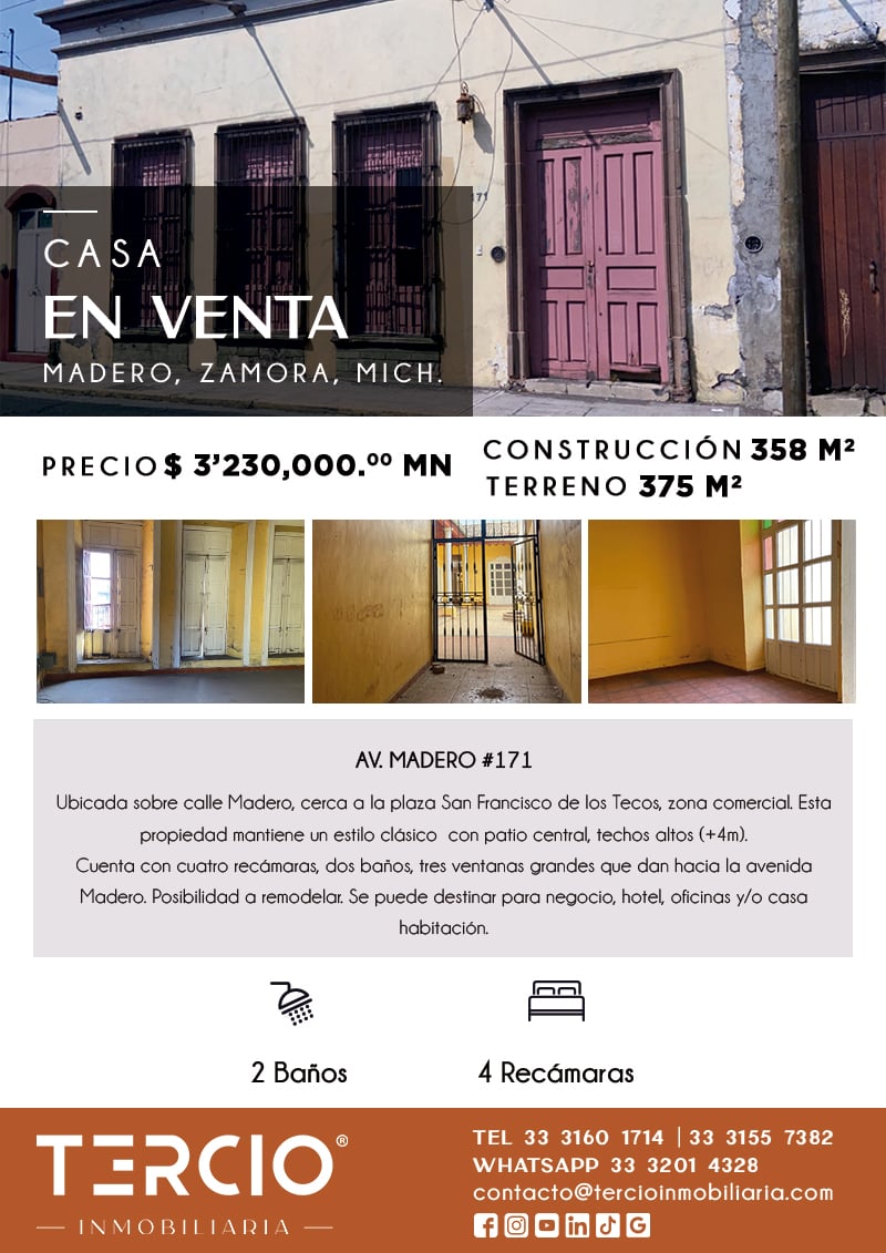 CASA EN VENTA MADERO, ZAMORA, MICH. $3'230,000.00 MN