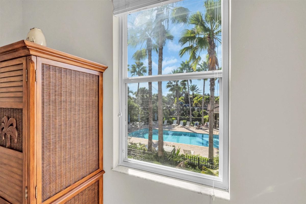 Bedroom 3 also offers a lovely view of the pool as well 