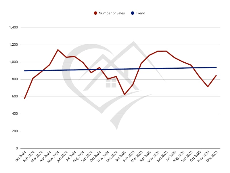 Colorado Springs and El Paso County monthly home sales trends through 2025