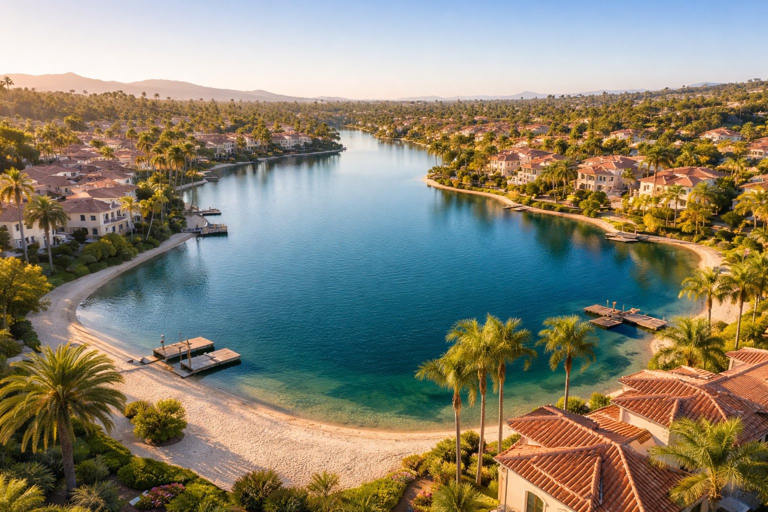 Lake Mission Viejo private beaches and recreational waterfront enjoyed by LMVA member homeowners