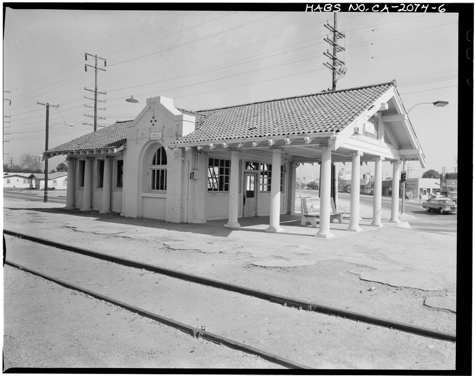 Historical HABS photograph of the Lynwood Pacific Electric Railway Depot