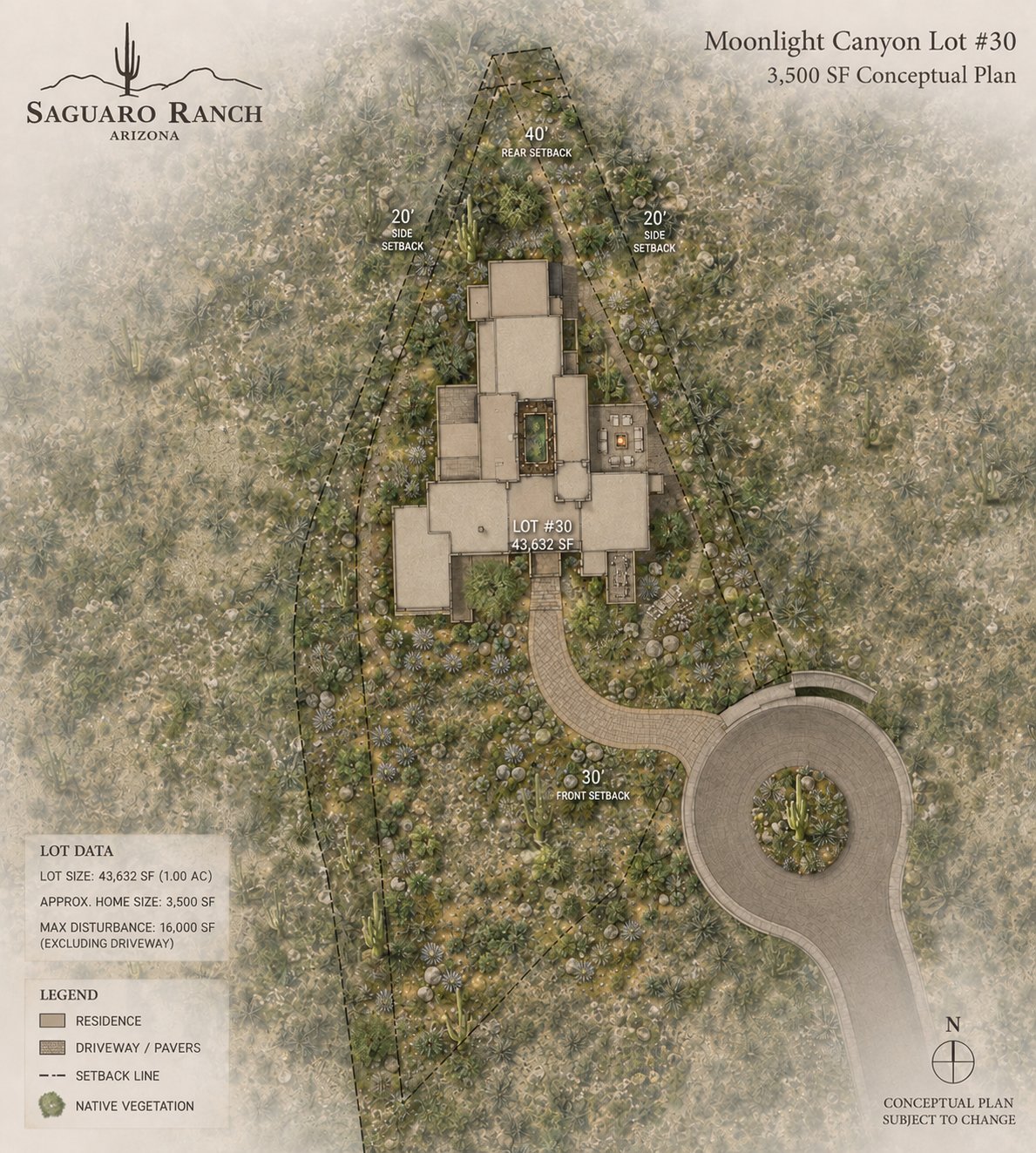 Lot #30: A Setback Desert Retreat Framed by Hillside Views