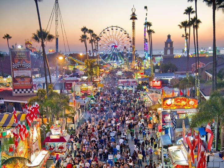 View of Del Mar Fairgrounds at sunset, showcasing the vibrant lifestyle and coastal charm near Del Mar Heights—highlighting real estate appeal and neighborhood energy.