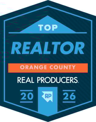 Top Realtor Orange County 2026 badge from Real Producers recognizing high-performing real estate agents in Orange County.