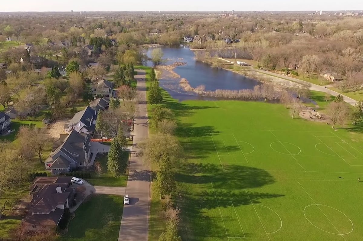Aerial view of the Highlands neighborhood in Edina, Minnesota