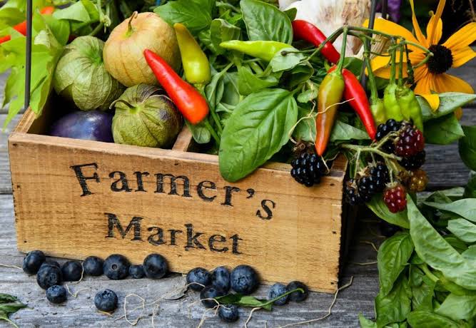 Fresh produce stand at a Newport Beach area farmers market