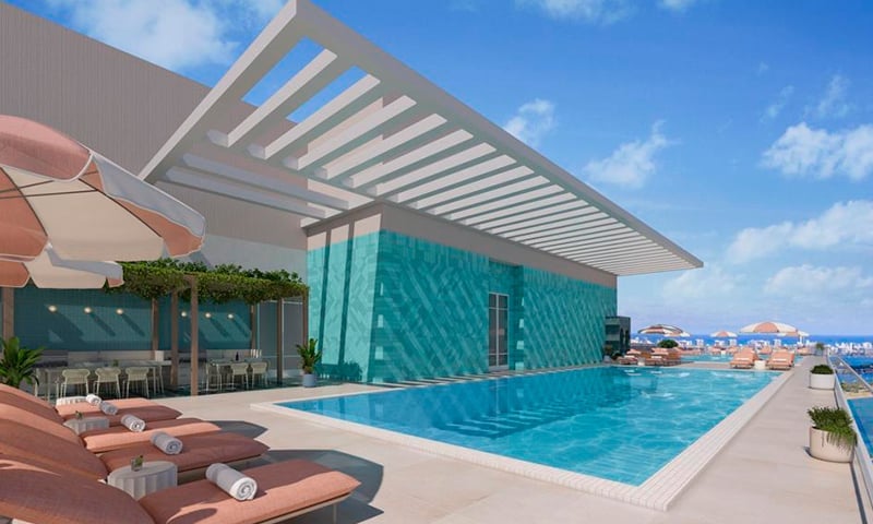 The Crosby Miami World Center rooftop pool
