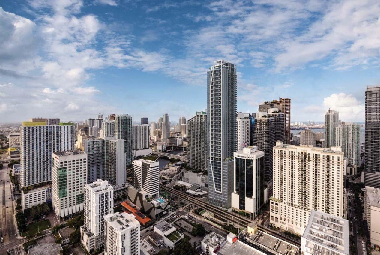 May 2025: Construction Financing Sign Posted at 61-Story Brickell Gateway Site