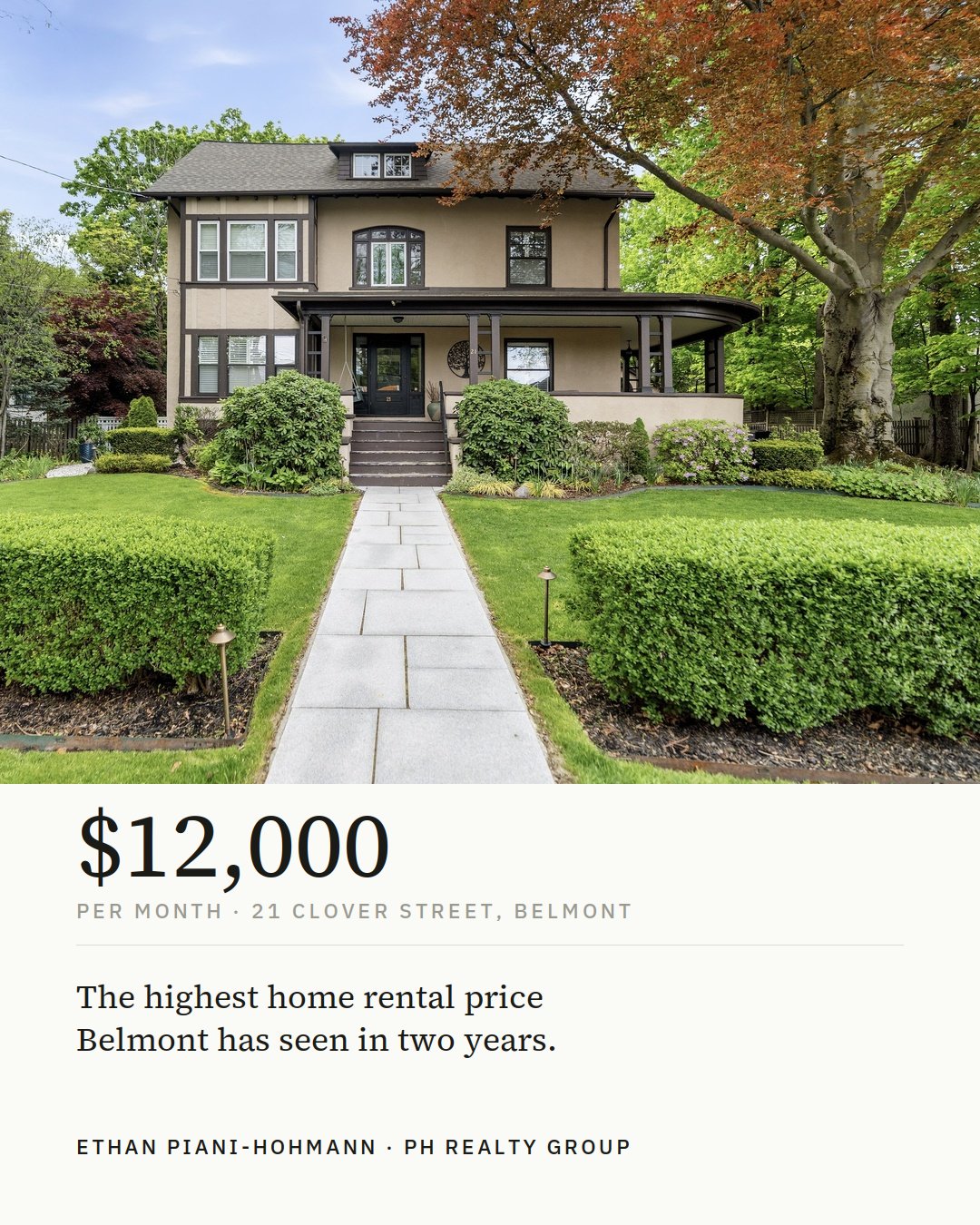 The Highest Home Rental in Belmont in Two Years