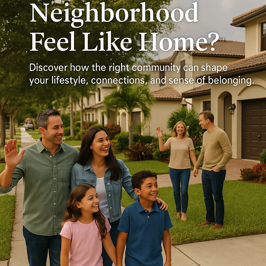 Family walking through Venetian Parc HOA community in West Kendall, greeting neighbors in a friendly suburban setting