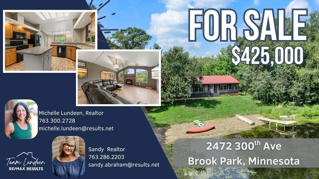 25 Acre Private Retreat with Swimmable Pond in Brook Park, MN – $425,000