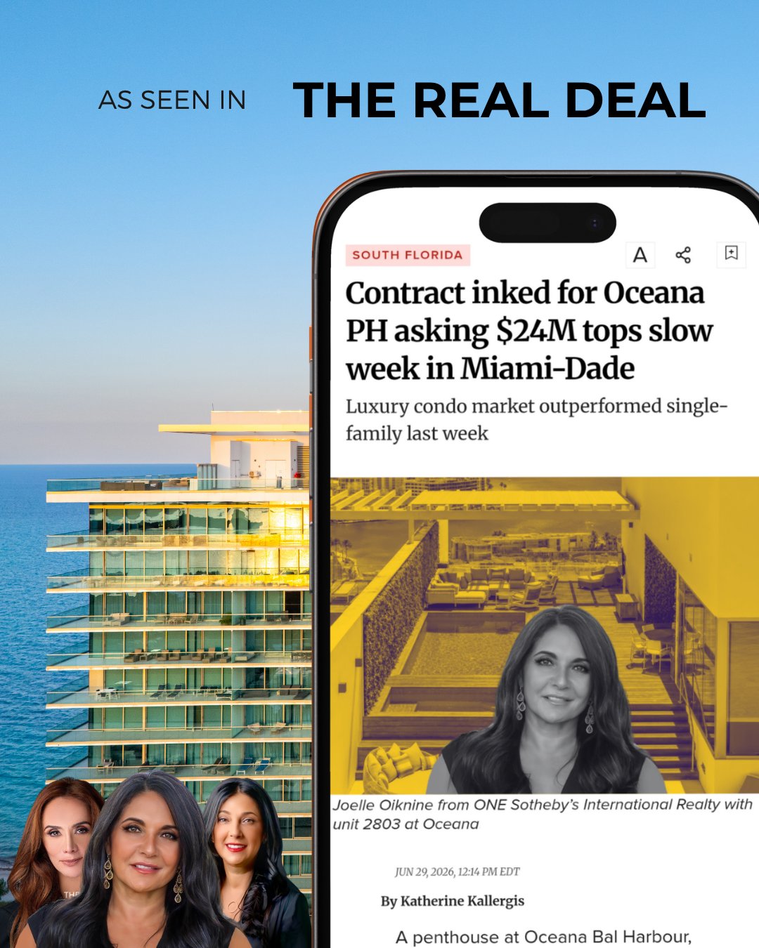 Featured in The Real Deal: Under Contract Oceana Bal Harbour, Upper Penthouse 2803