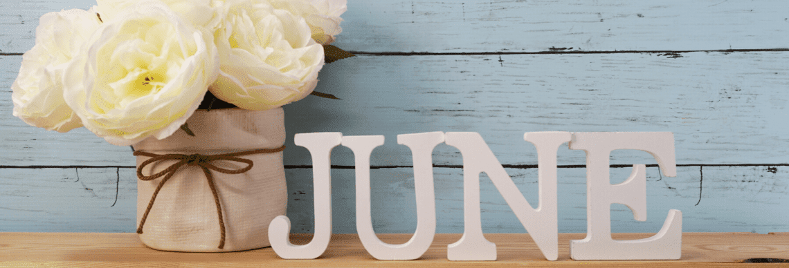 a delightful and seasonal setup for June, with floral decor and a rustic touch.