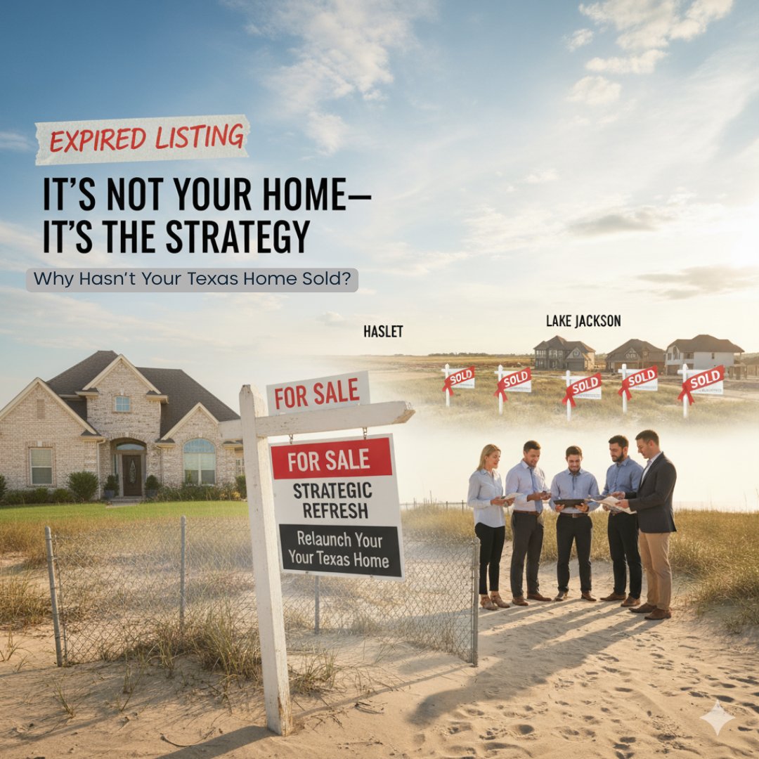 Image of a house, with for sale signs promoting lake jackson and haslet texas