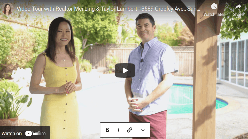 Video Tour with Realtor Mei Ling & Taylor Lambert – 3589 Cropley Ave., San Jose 95132