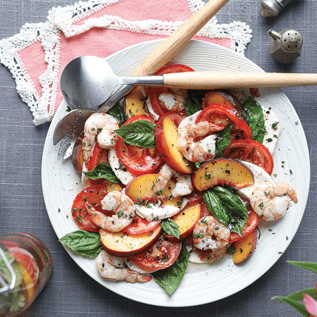 Recipe | Peach Caprese Salad with Shrimp