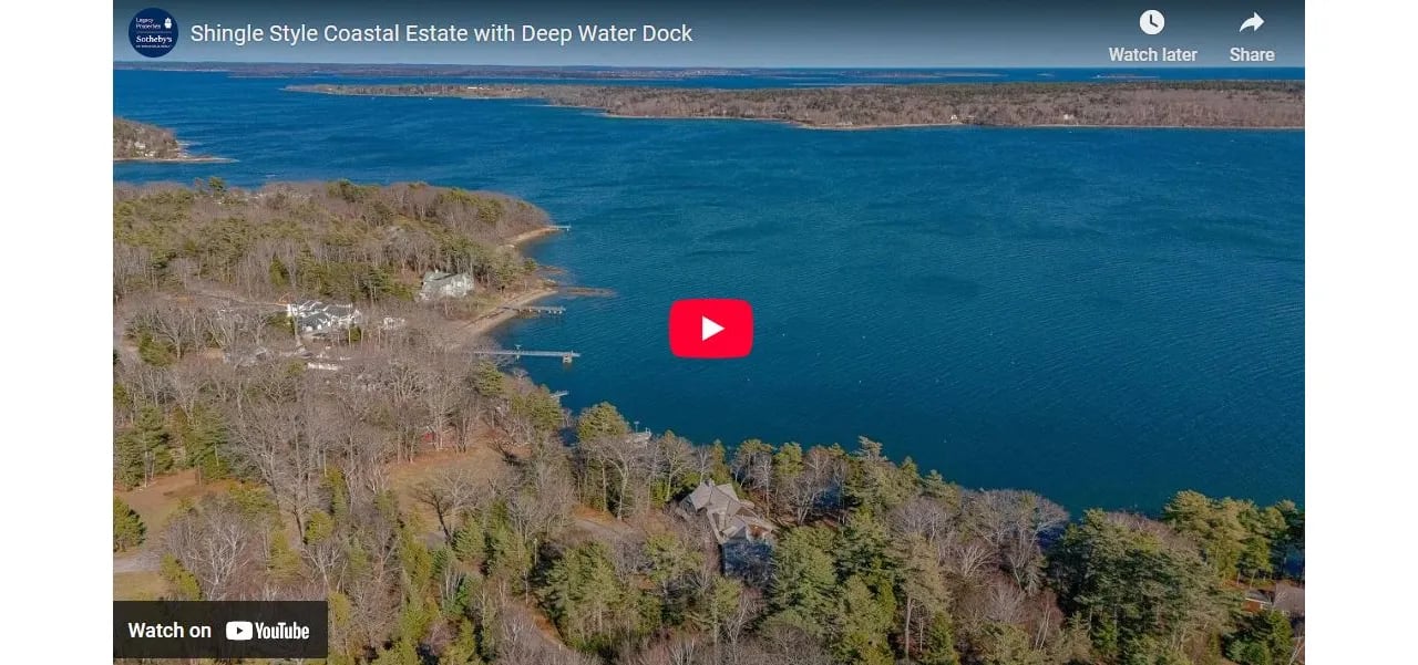 Shingle Style Coastal Estate with Deep Water Dock
