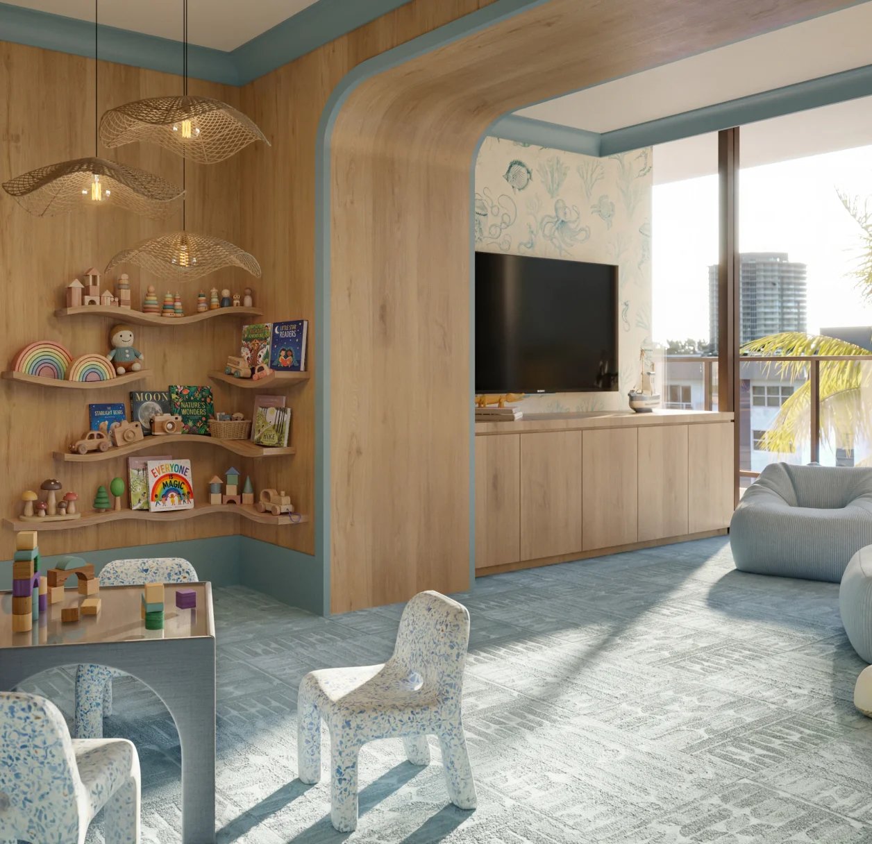 The Ritz-Carlton Residences Fort Lauderdale Beach children’s playroom rendering.