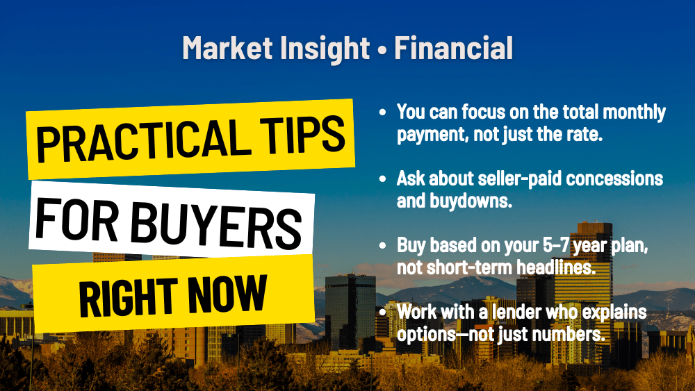Practical tips for buyers right now: focus on payments, concessions, long-term plans, and lender guidance.