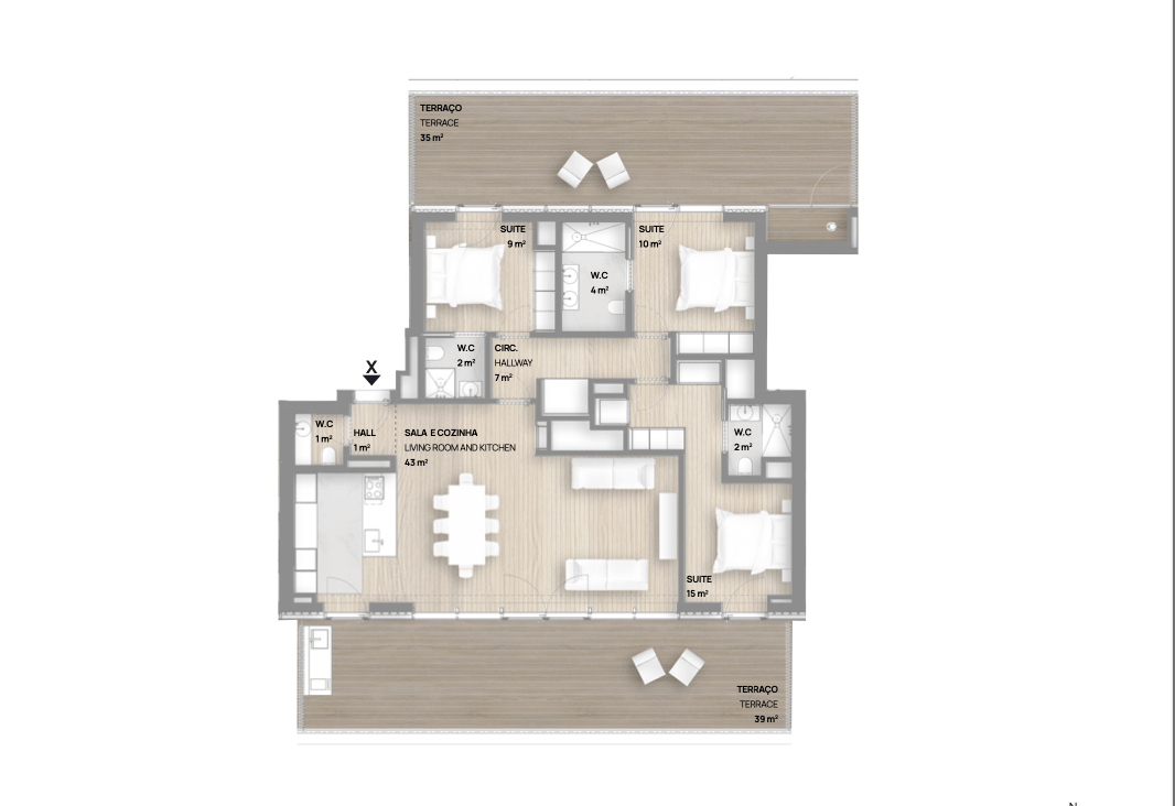 Stunning 3-suite penthouse in Vila Nova de Gaia with ocean and river view