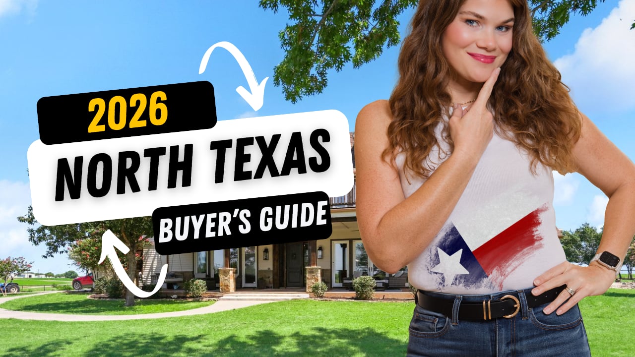 Paige Miranda Texas Realtor presenting 2026 North Texas home buyers guide in front of DFW area home for first-time homebuyers