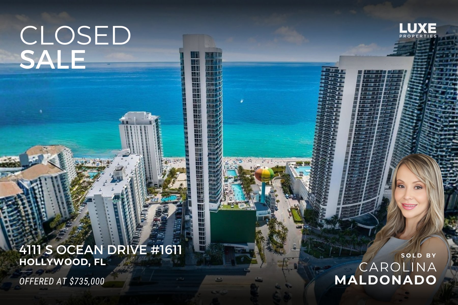 Closed Sale: 4111 S Ocean Drive #1611,&nbsp;Hollywood, FL | Corner Condo in Lyfe Resort & Residences Sold