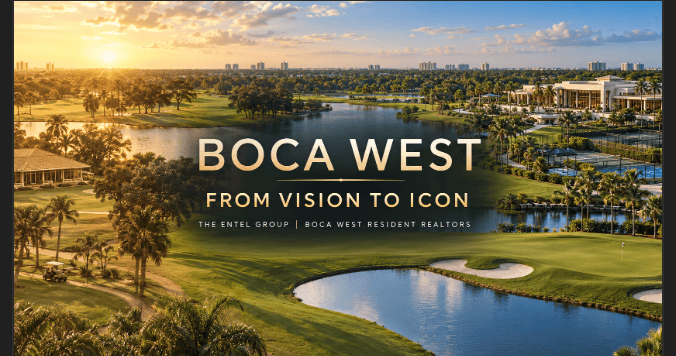 Aerial view of Boca West Country Club in Boca Raton, Florida, illustrating the community’s evolution from its early golf origins to a world-class private club.