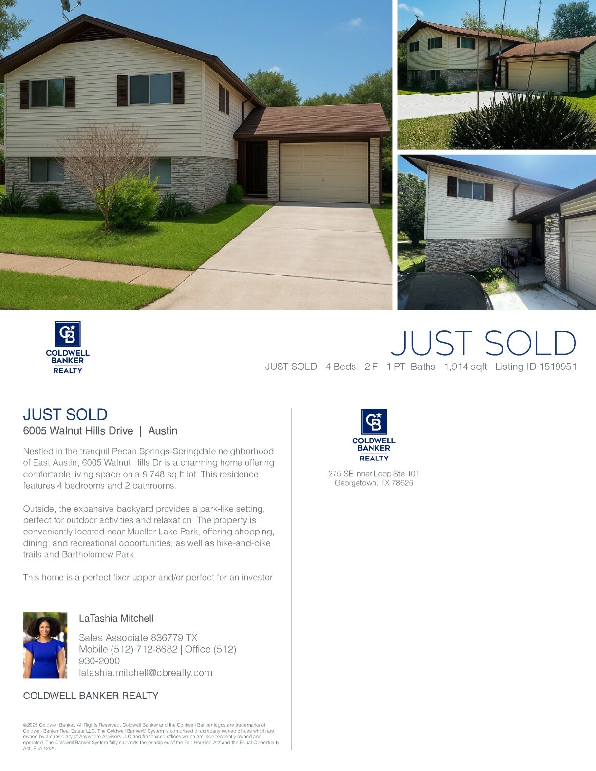 Just sold home at 6005 Walnut Hills Dr in Austin, Texas, showcasing a successful sale and strong demand for Austin real estate buyers and sellers.”