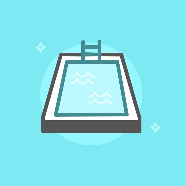 Swimming pool icon with a ladder and water ripples