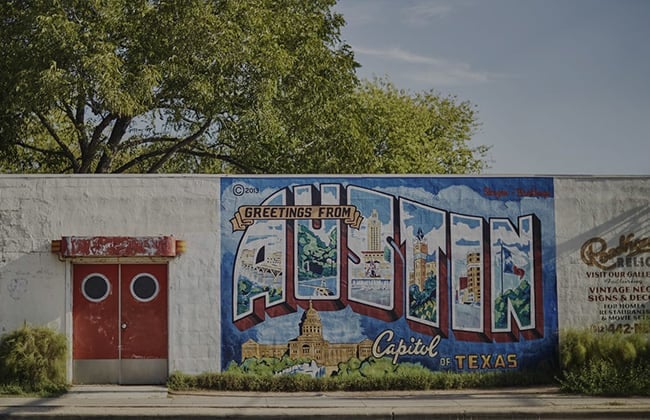 A large mural on the side of a building in South Austin Texas