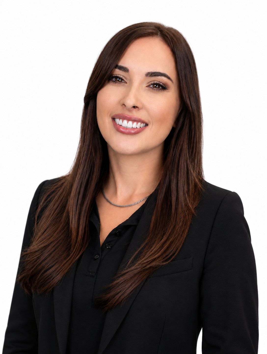 Danielle Robinson smiling in a black blazer against a white background.