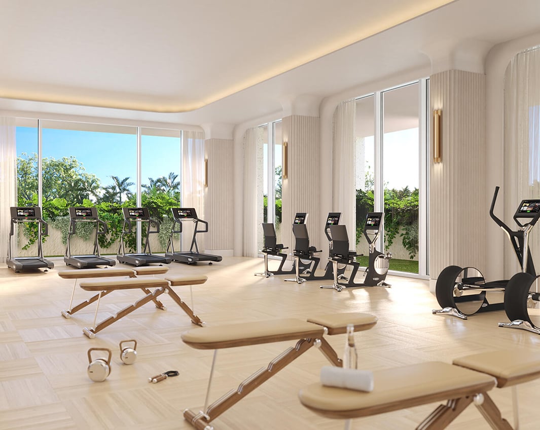 Shell Bay fitness center rendering in Hallandale Beach.