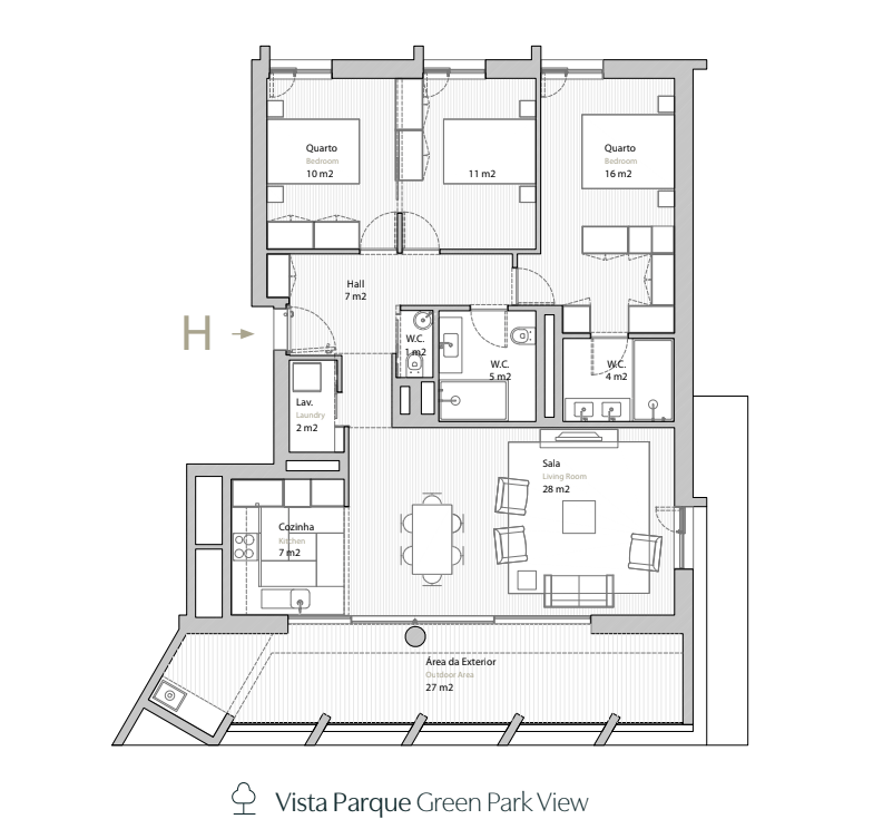 Contemporary 2-Bedroom Residence with Park Views and Expansive Balcony