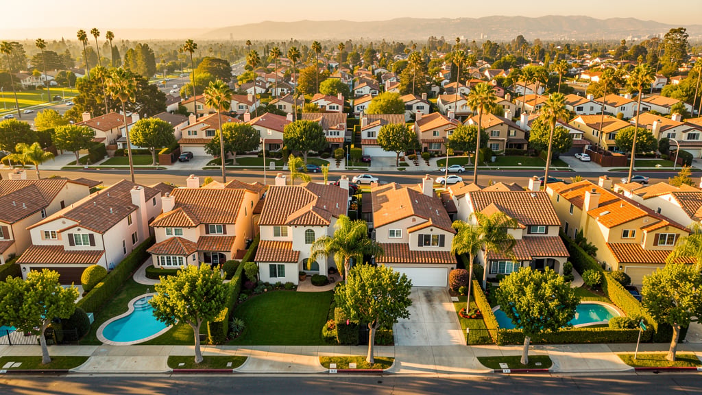 Aerial view of Sherman Oaks residential neighborhood with single-family homes and tree-lined streets - Q2 2026 real estate market report