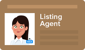 Listing Agent graphic with an illustrated agent and SALE badge.
