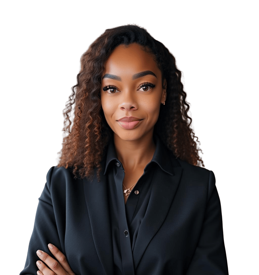Gretchen Dionne Sturkey in a black suit, arms crossed.