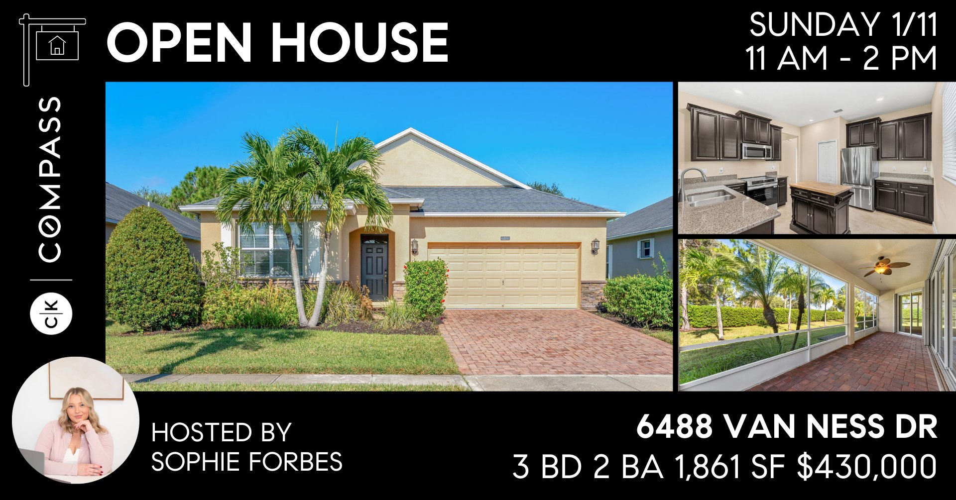 Open house at 6488 Van Ness Drive Melbourne spacious home