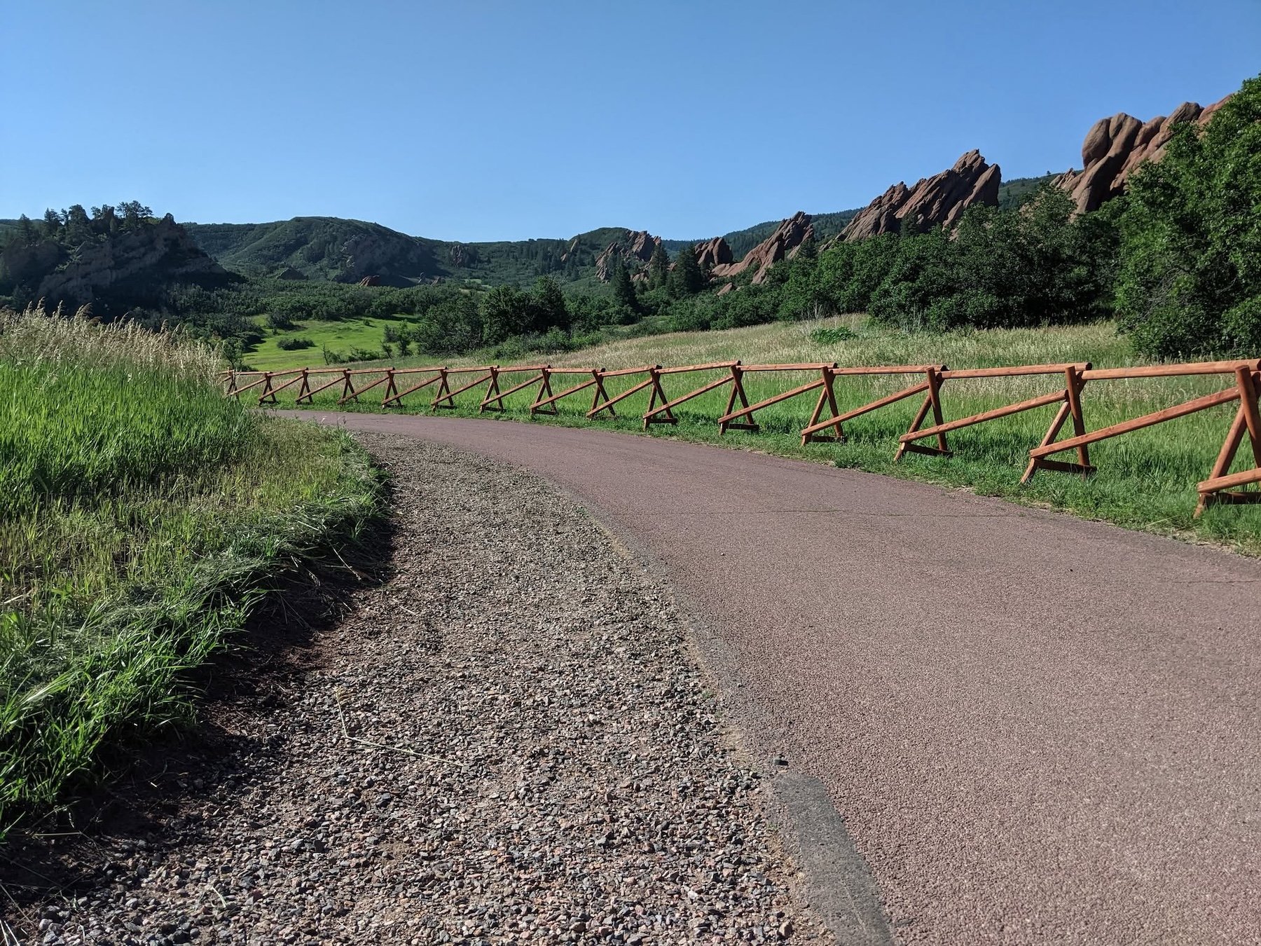 Red-rock formations and hiking trails at Roxborough State Park near Littleton