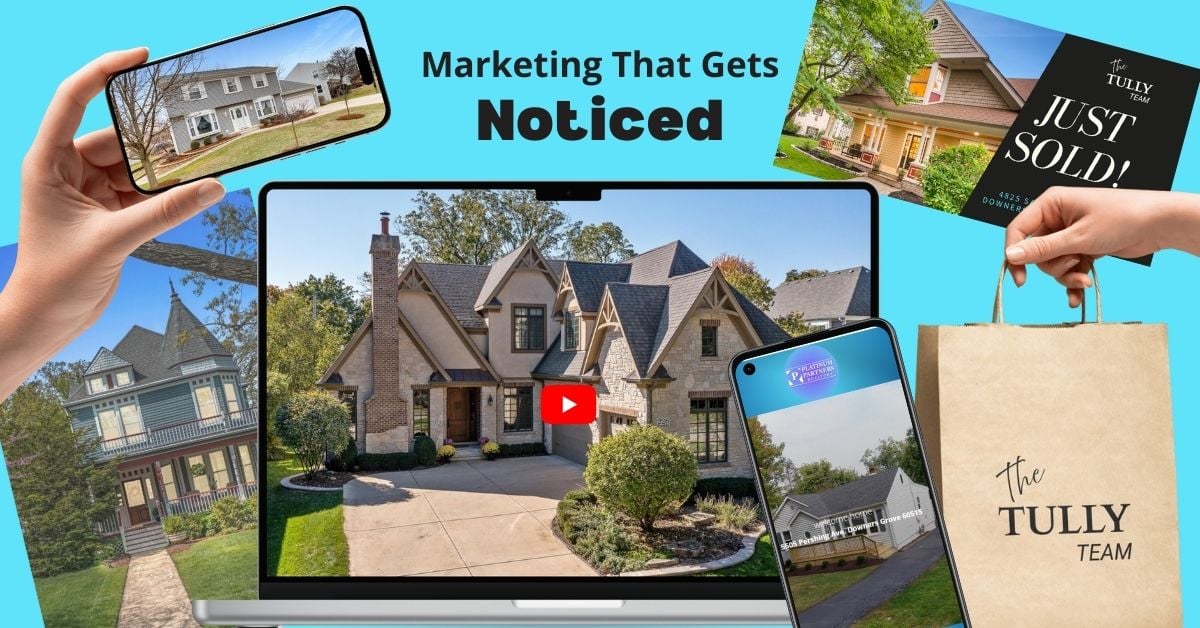 Laptop on a desk displaying an online listing for a Downers Grove home marketed by Shanon Tully and The Tully Team.
